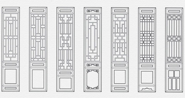 石鼓常用中式仿古花窗图案隔断设计图